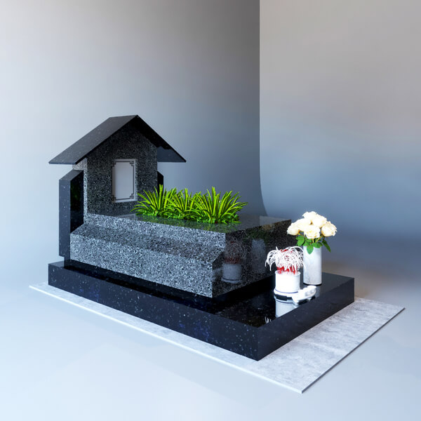 Mộ gạch đá granite xám đen